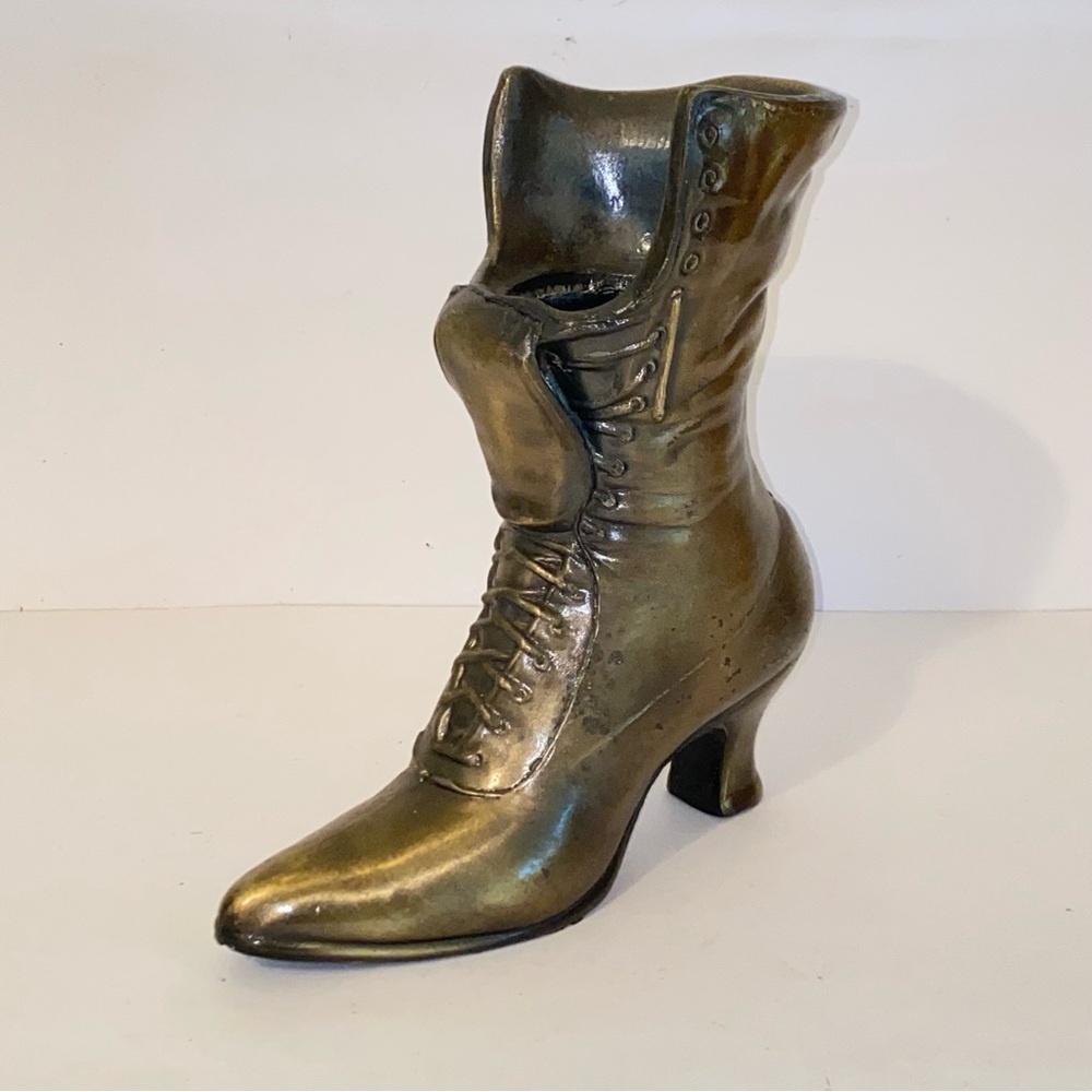 Vintage Cast Bronze Victorian Boot Planter - Picture 11 of 13